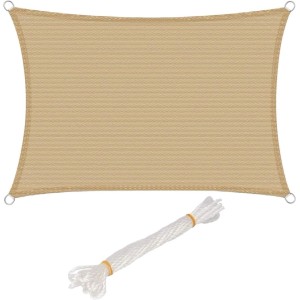 WOLTU Sonnensegel Sonnenschutz Atmungsaktiv HDPE Sand 3x4 m