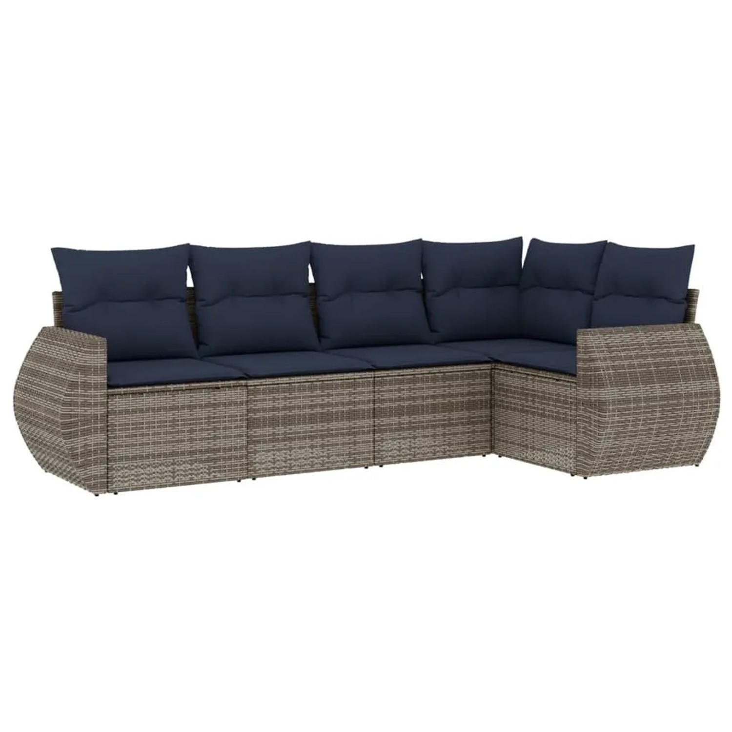 vidaXL 5-Tlg Gartensofa-Set mit Kissen Grau Polyrattan 3221330 günstig online kaufen