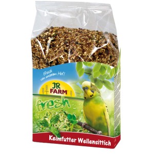 JR Farm Keimfutter für Wellensittiche, 1kg Packung mit Wellensittich auf der Verpackung.