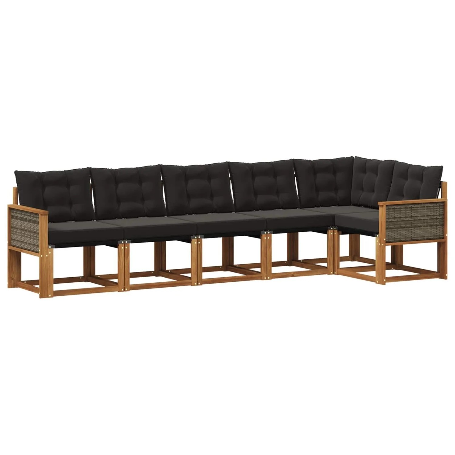 vidaXL Outdoor-Sofagarnitur mit Kissen 6 Stk Natur und Schwarz 3381980
