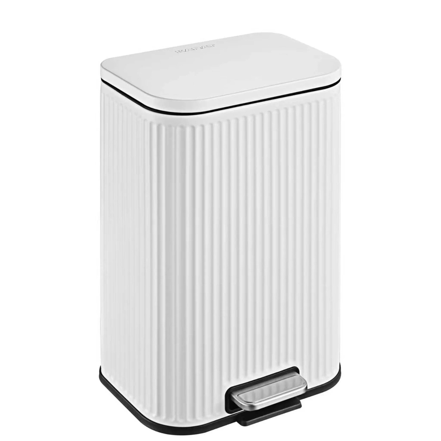 Floordirekt Mülleimer Miles Abfalleimer Treteimer Herausnehmbar Soft-Close Weiß 12 L