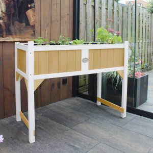 Axi Hochbeet, braun-weiß, 120x54x90 cm, aus Holz, mit Folie, bequeme Arbeitshöhe für Garten und Balkon.