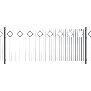 Metallzaun-Set Valencia in Anthrazit, 80x400 cm, mit Rautenmuster. Gartenzaun Komplettset.