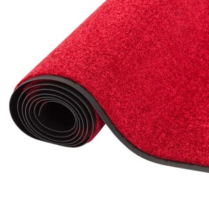 Gerollter, roter Snapstyle Teppichläufer Proper Tex Uni (90x300cm) mit Gummirand.
