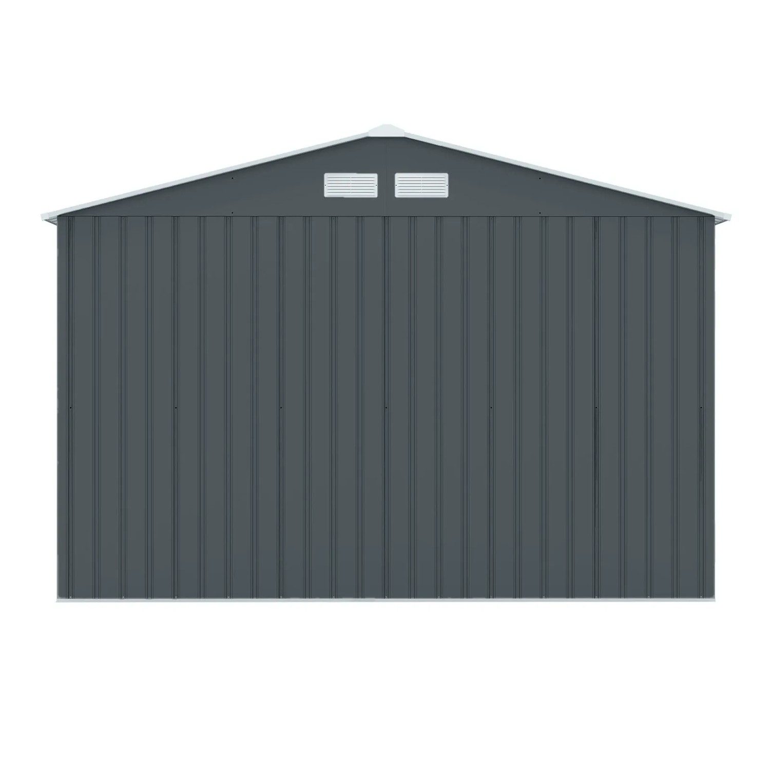 Hattoro S200 Metall Gerätehaus, 7,3 m³, Satteldach, dunkelgrau. Gartenhaus aus Stahl mit Belüftung.