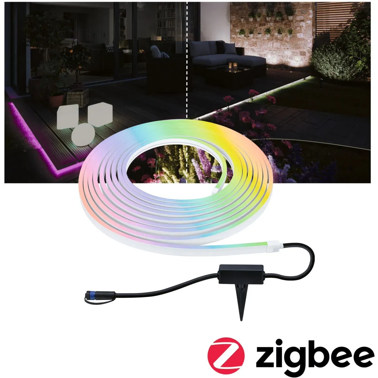 Paulmann Outdoor LED Stripe Neon RGB, 10m, für stimmungsvolle Außenbeleuchtung.