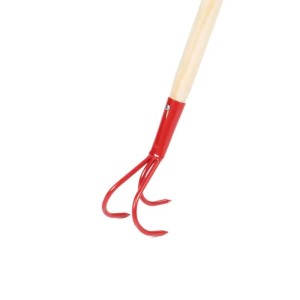 Galaflor Kindergrubber mit 3 Zinken, Metallkopf und Holzstiel. Ideal für kleine Gärtner.