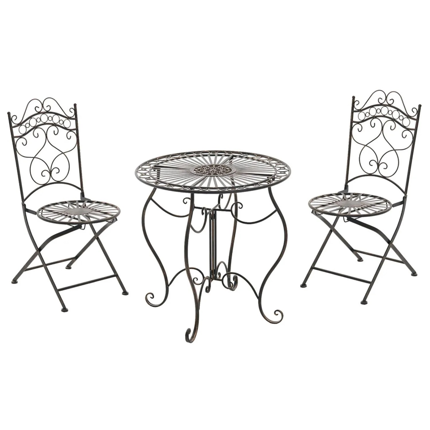 DELUKE Balkonset Bistroset FUVER Metall Bronze 40x50x92cm Gartenmöbelset 2 Personen Metall Vintage Balkonmöbel Set Terrassenmöbelset