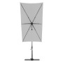 Hellgrauer, rechteckiger Doppler Ampelschirm 245x135 cm mit Dreh- und Neigefunktion.