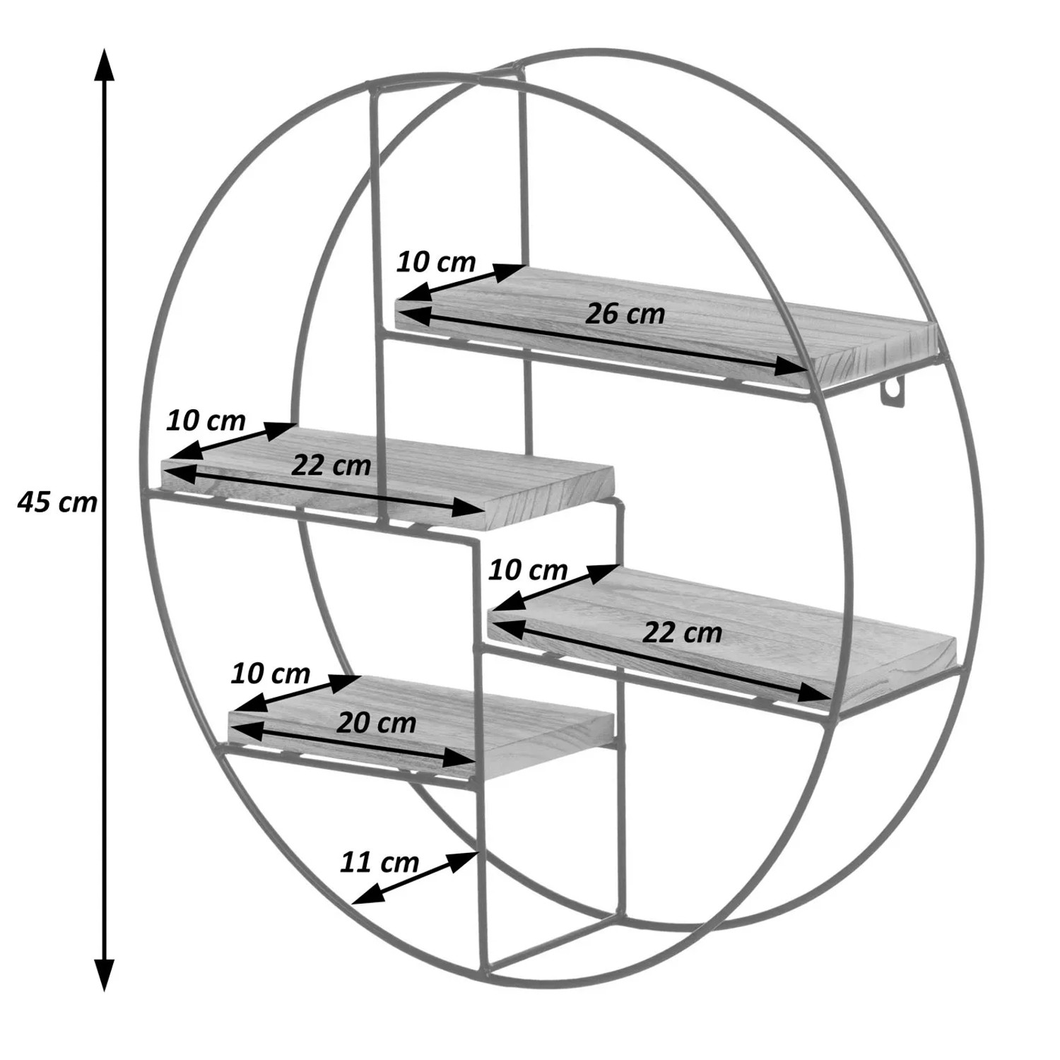 Weißes MCW Wandregal K76 mit vier Regalböden im Industrie-Design, 45x45x11cm.
