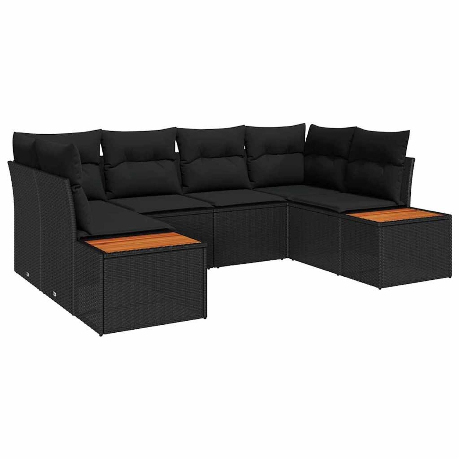 vidaXL Garten-Sofa-Set mit Kissen 6-Tlg Schwarz Poly Rattan 3348154 günstig online kaufen
