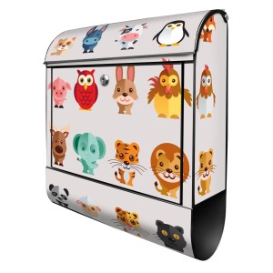 Banjado Design Briefkasten Schwarz Pulverbeschichtet 39x47x14cm 2 Schlüssel Mit Zeitungsfach Motiv Freunde