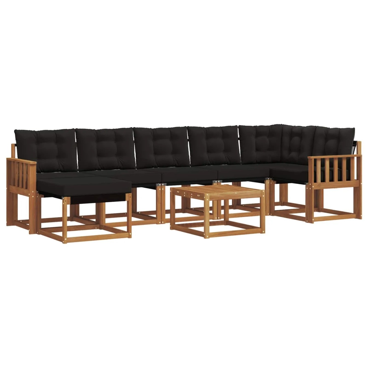 vidaXL Outdoor-Sofagarnitur mit Kissen 8-Tlg Natur und Schwarz 3368903