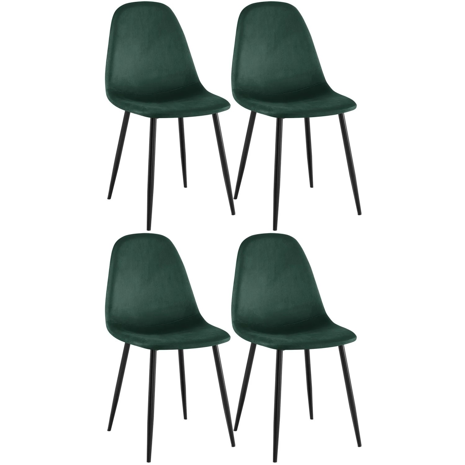CLP 4er Set Esszimmerstühle Napier grün/Samt
