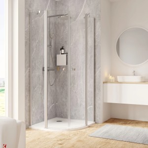 Schulte Runddusche Garant 2.0, 90x90 cm, Alu-Natur, im modernen Badezimmer.