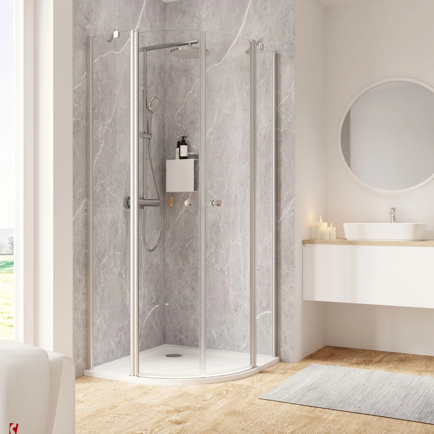 Schulte Duschkabine Runddusche Garant 2.0 90x90x200 cm Alu-Natur günstig online kaufen