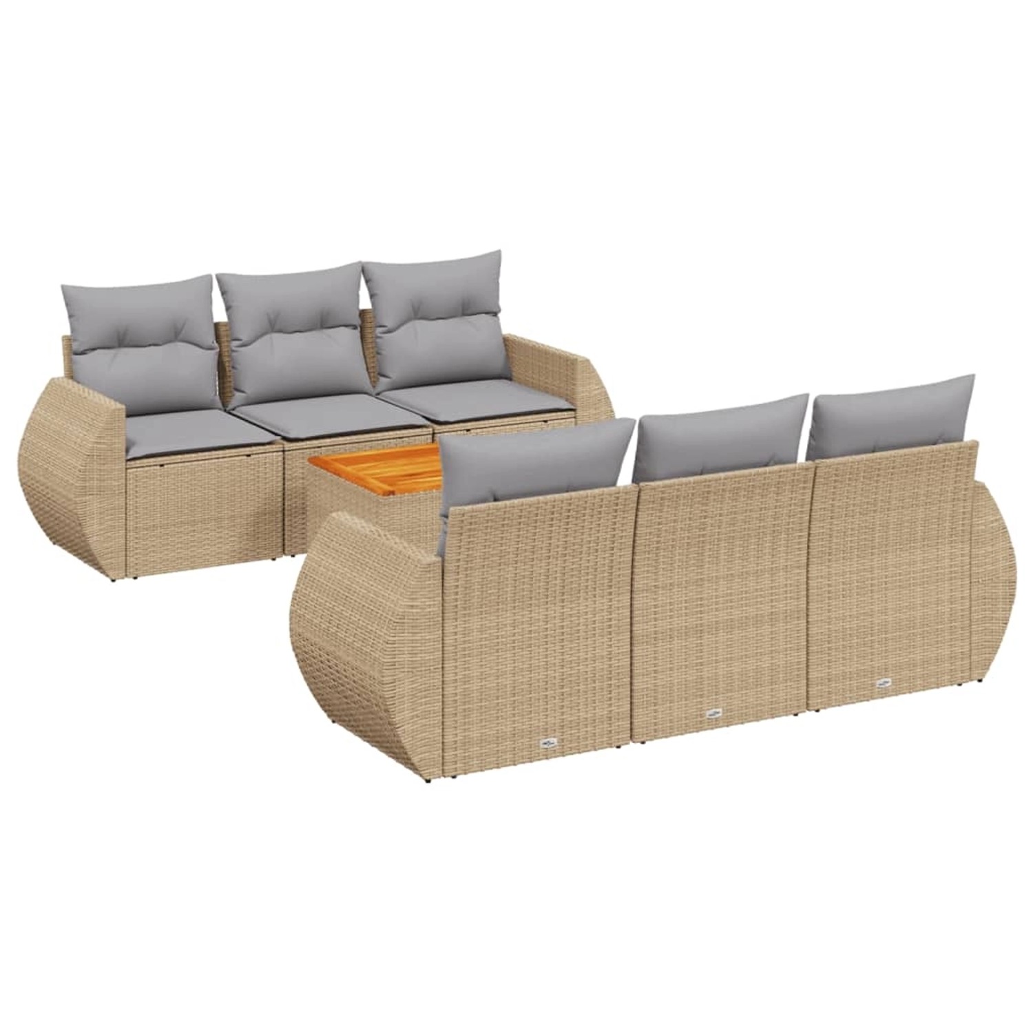 vidaXL 7-Tlg Garten-Sofagarnitur mit Kissen Beige Poly Rattan 3257228 günstig online kaufen