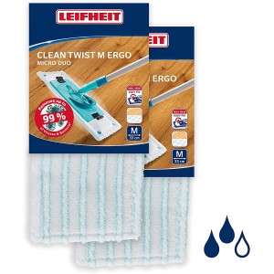 Leifheit CLEAN TWIST M Ergo Wischbezug 2er-Set, 33cm, für glatte Böden.