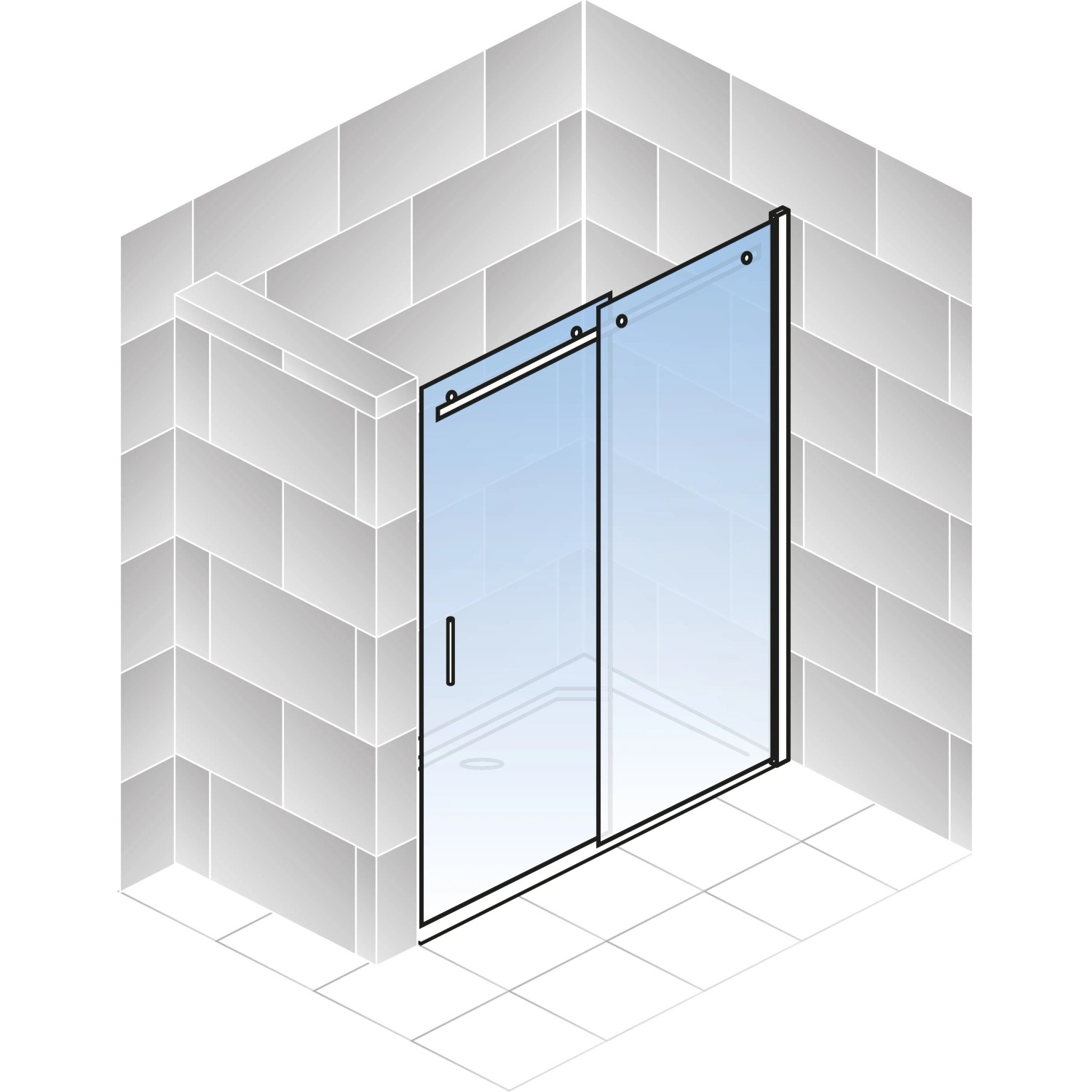 Schulte Alexa Style 2.0 Gleittür, 140x200 cm, Klarglas hell, rahmenlose Duschabtrennung.