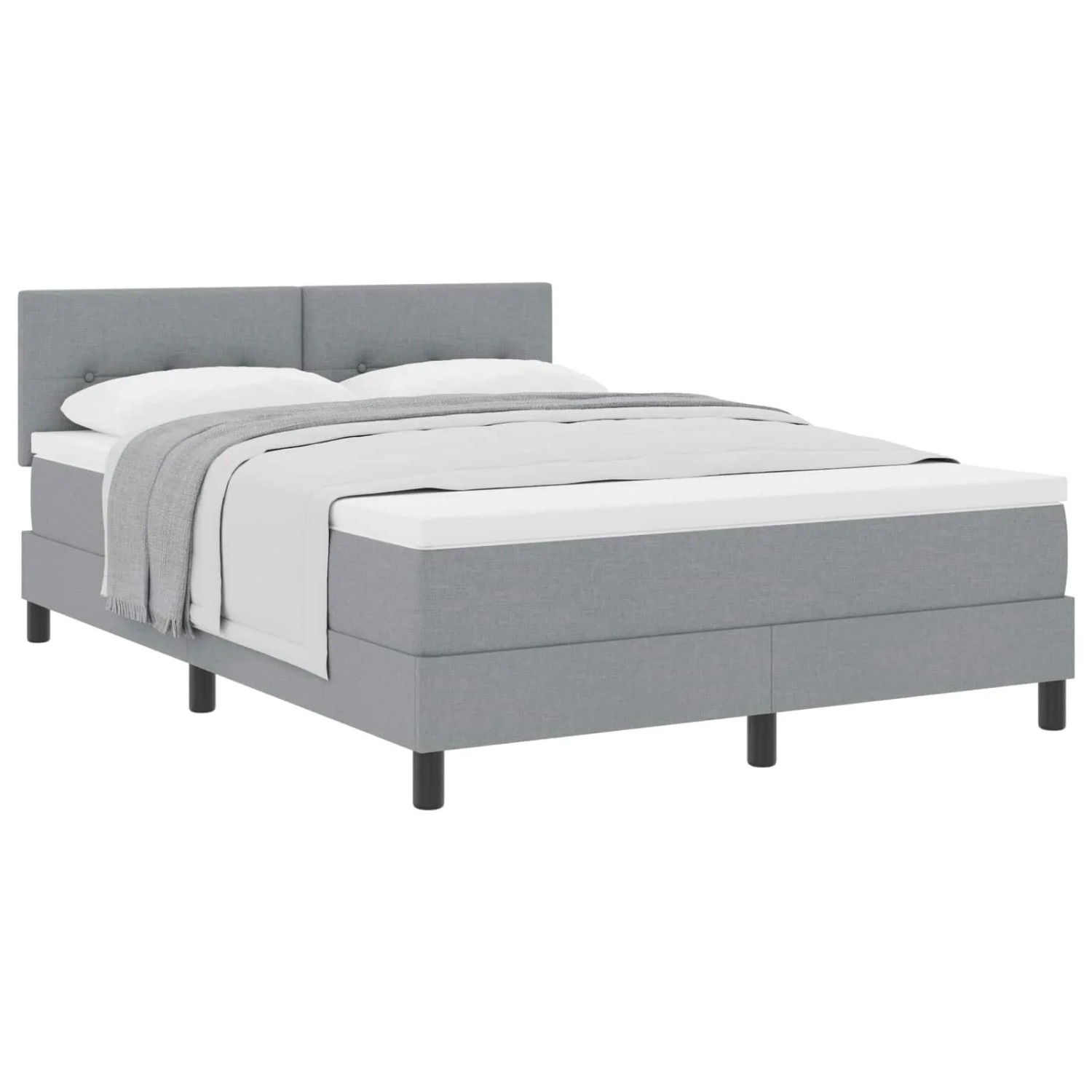 vidaXL Boxspringbett mit Matratze Hellgrau 160 x 200 cm Stoff 3338699