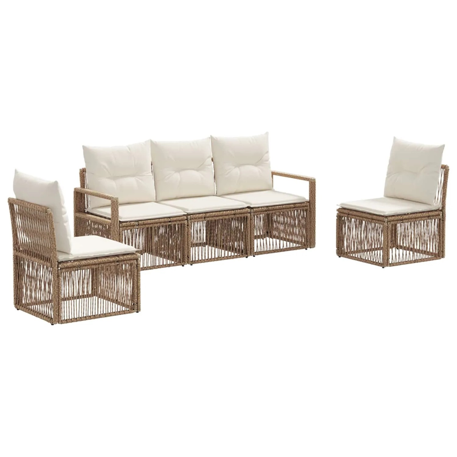 vidaXL Gartensofa-Set 5-Tlg Beige Poly-Rattan 3435669