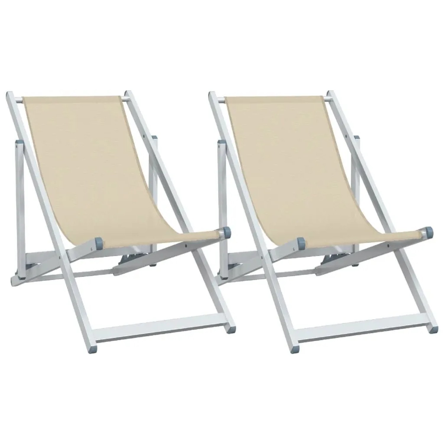 vidaXL Strandstühle 2 Stk Klappbar Creme Aluminium und Textilene 360169