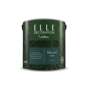 ELLE DECORATION by Crown Wandfarbe Botanical Noir, 2,5 Liter Dose, dunkle Buntfarbe für Innen.