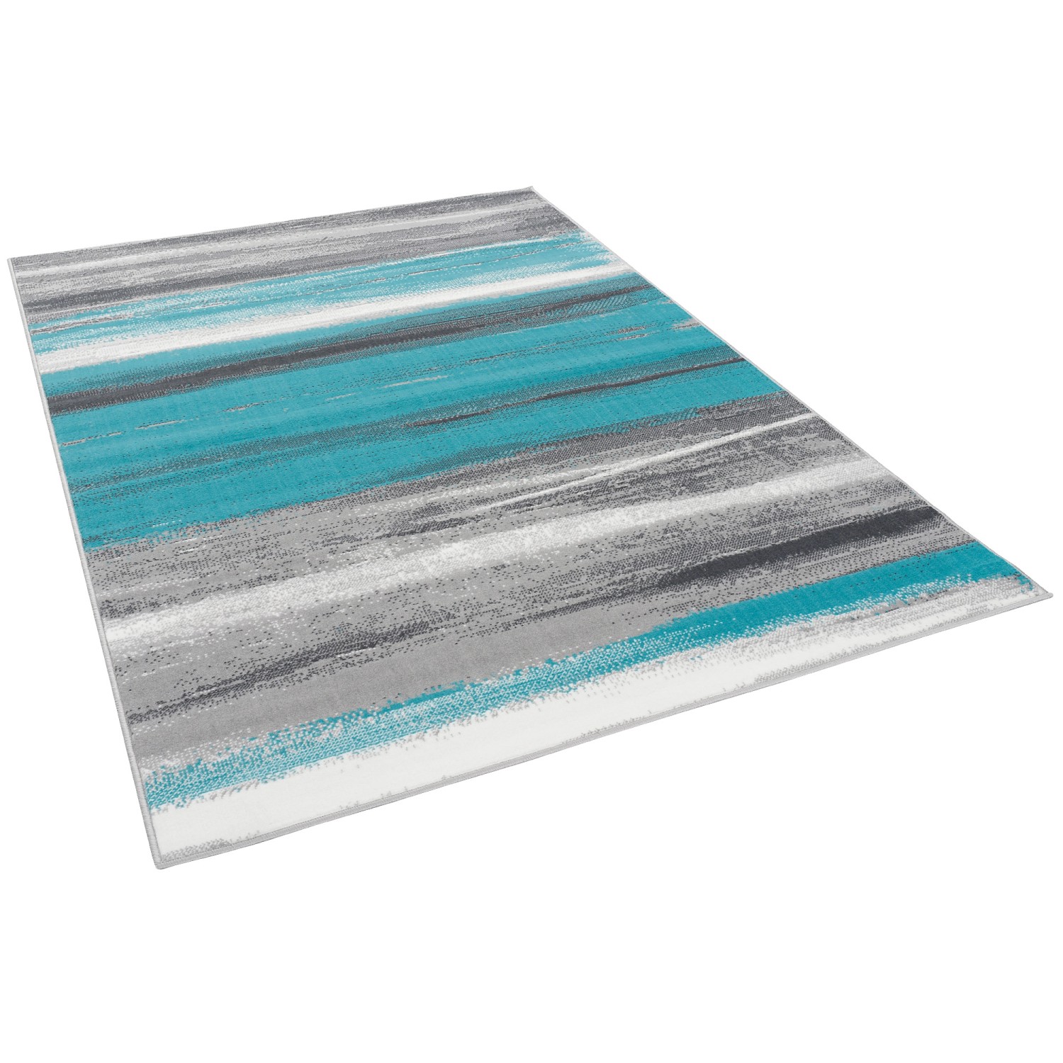 Pergamon Designer Teppich Samba Stripes Türkis Grau 190x280cm günstig online kaufen