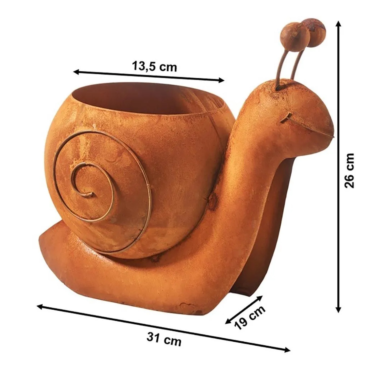 Kobolo Pflanzobjekt Schnecke SNAIL aus Metall, 31x19x26 cm, ideal als Blumentopf und Dekoration.