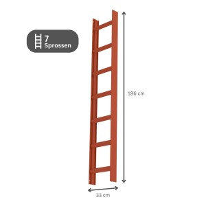 PROREGAL Dachleiter Rot mit 7 Sprossen, Aluminium, für sicheren Halt auf dem Dach.