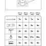 Abbildung der Gardinia Aluminiumschiene Weiß 250 cm mit Zubehör und Maßangaben.
