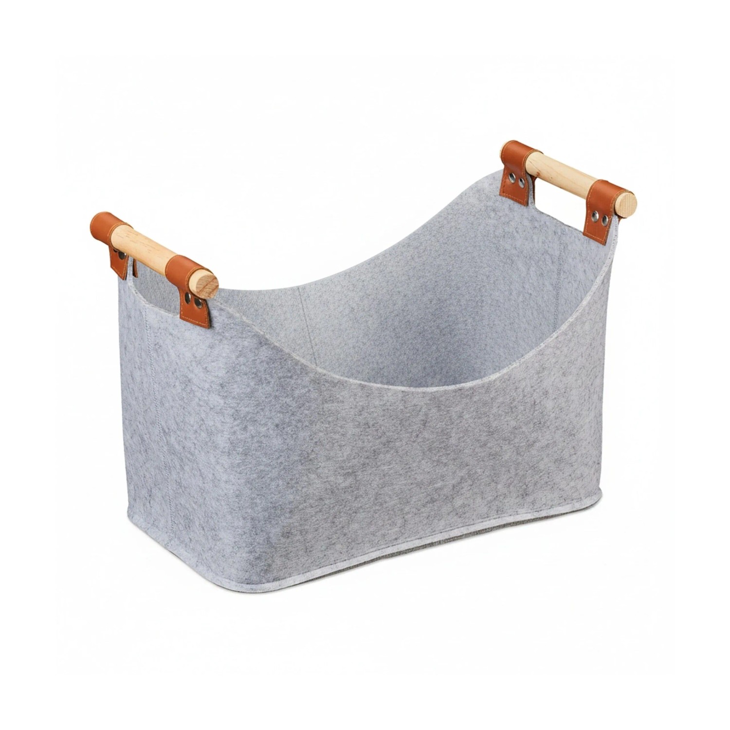 Relaxdays Filztasche Filz Holz Hellgrau Faltbar mit Holzgriffen 27 cm x 40 cm x 22 cm 0,28 kg