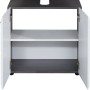 Trendteam Waschbeckenunterschrank LineSkinBD, weiß, 60 cm breit, mit offenen Türen und Einlegeboden.