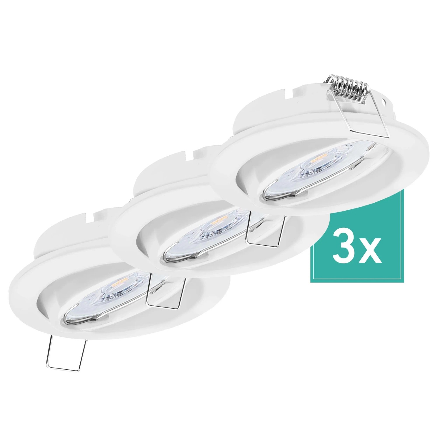 Oktaplex Dijon 3er Set Weiß LED-Einbaustrahler 3-Stufen-Dimmbar Schwenkbar Warmweiß 2700K 4,8W 230V 68 mm Lochmaß Flach