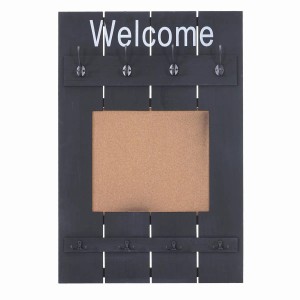 Dunkelgraue MCW Wandgarderobe C89 im Shabby-Look mit Pinnwand und 8 Haken.