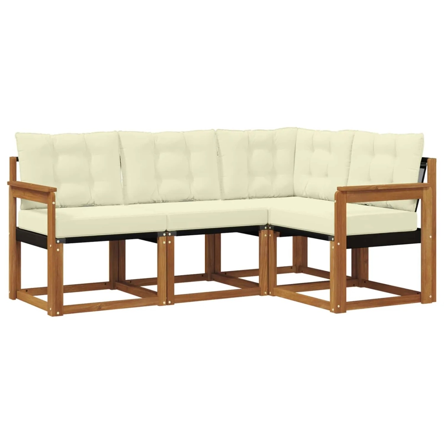 vidaXL Outdoor-Sofagarnitur mit Kissen 4-Tlg Natur und Creme 3368609