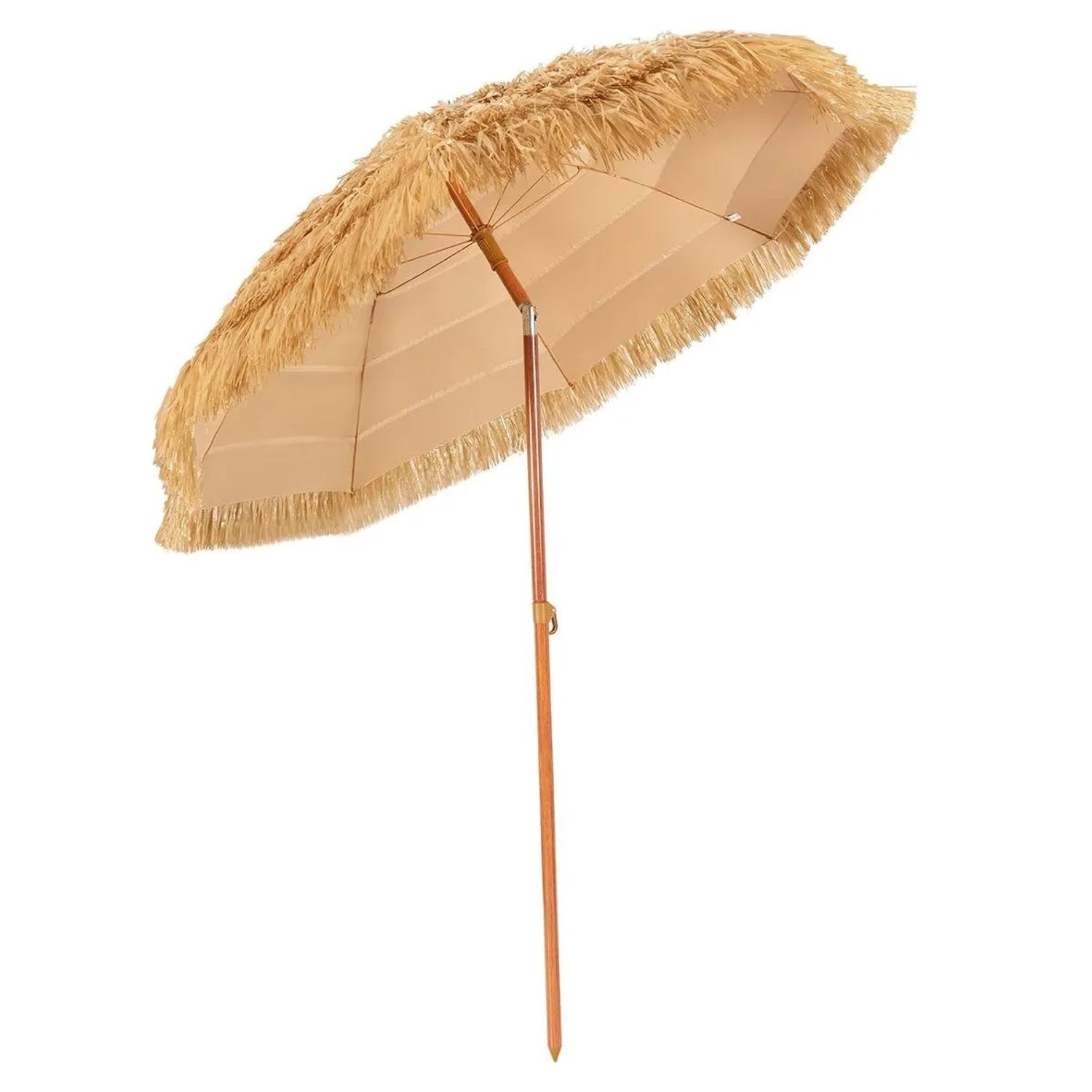 COSTWAY Sonnenschirm Hawaii 175 cm Strandschirm Stroh 30° Knickbar Natur