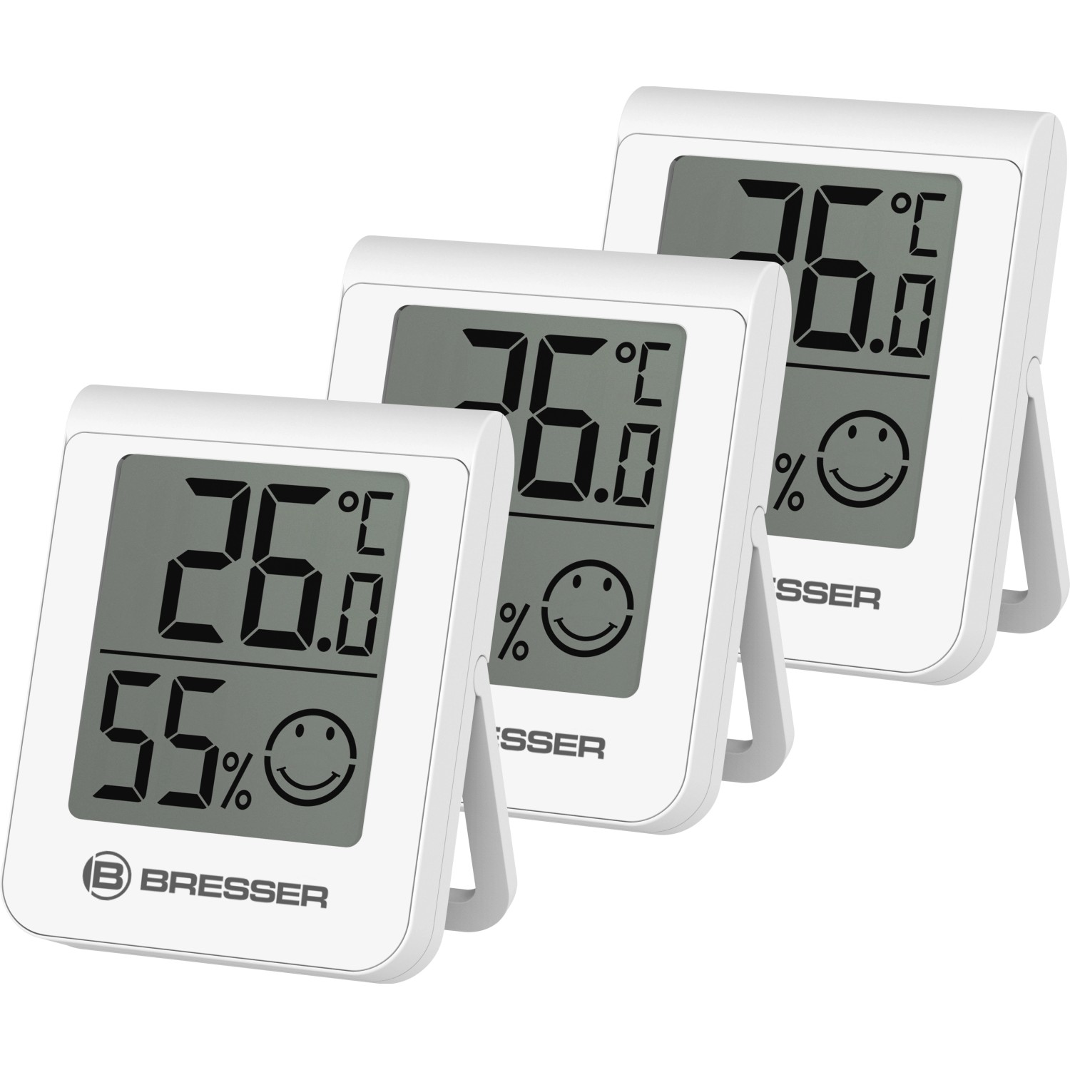 BRESSER HumiTemp Thermo- und Hygrometer 3er-Set Weiß