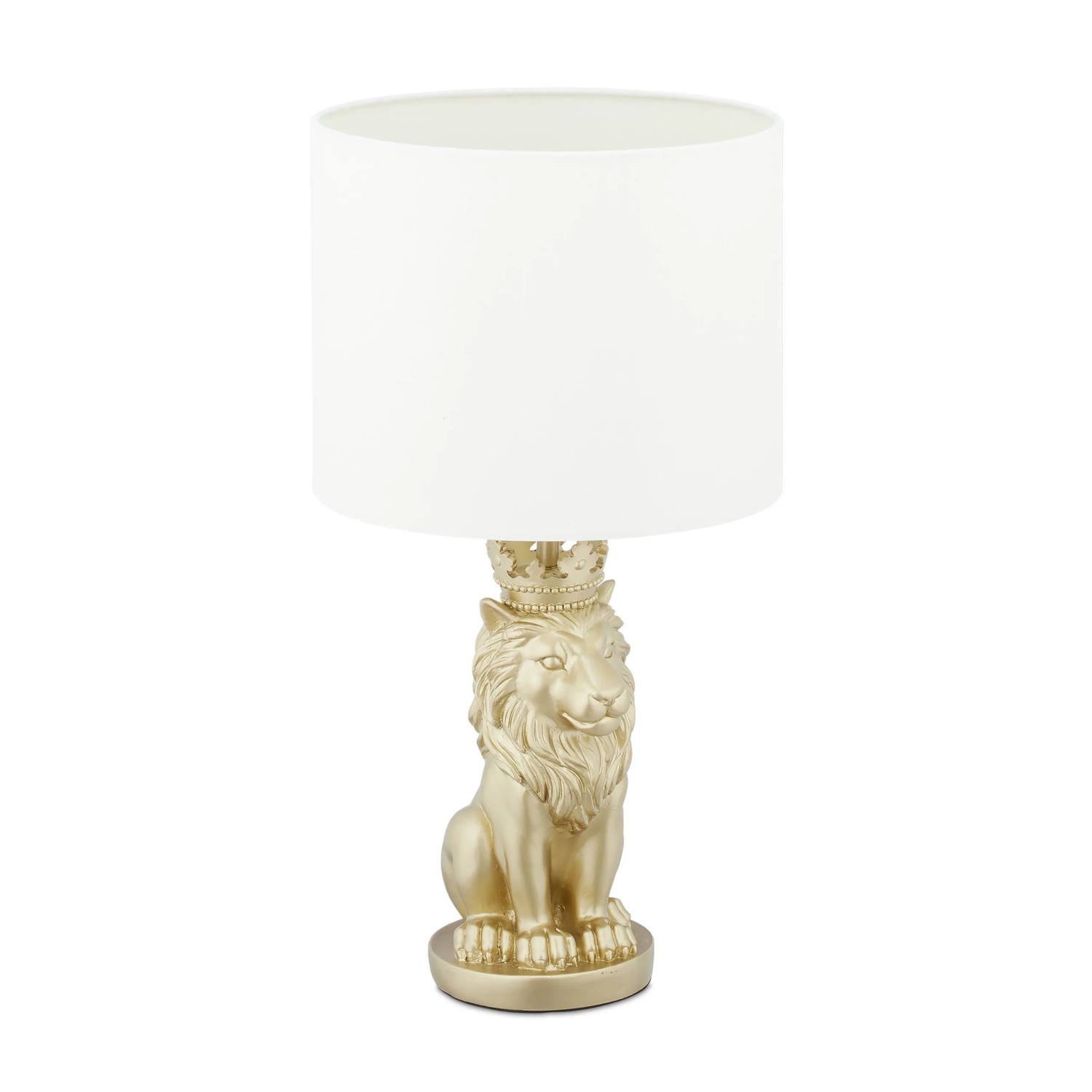 Relaxdays Tischlampe Löwe Polyresin Weiß Gold 47,5 cm x 25 cm
