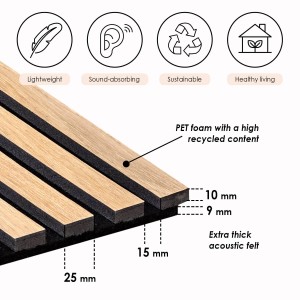 NOEL & MARQUET Akustikpaneel Eiche hell: Lamellenwand mit Holzoptik und Akustikfilz.