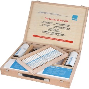 Offener Bao Service-Koffer BasisPlus 602 Holzkitt Komplettset mit Wachsen, Lackstiften und Werkzeugen für Holz.