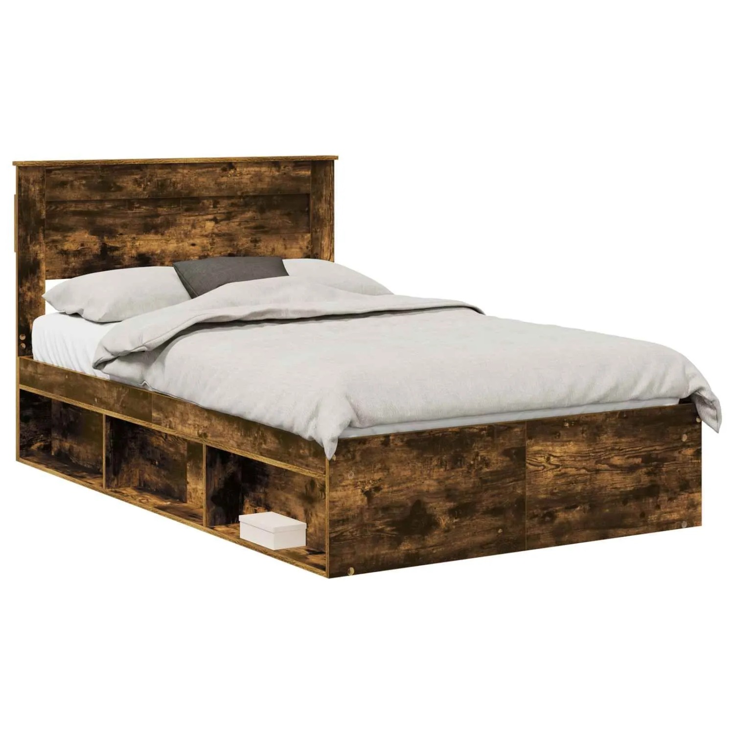 vidaXL Bettrahmen Räuchereiche 120 x 190 cm Massives Kiefernholz 3409779