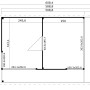 Grundriss Gartenhaus Domeo 3 Loggia, 508,8x321,9cm, Carbongrau. Maße und Aufteilung des Holz-Gartenhauses.