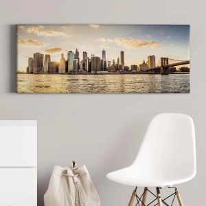 Bricoflor Leinwandbild: Panorama von Manhattan New York bei Sonnenuntergang. Wanddekoration für Wohnräume.