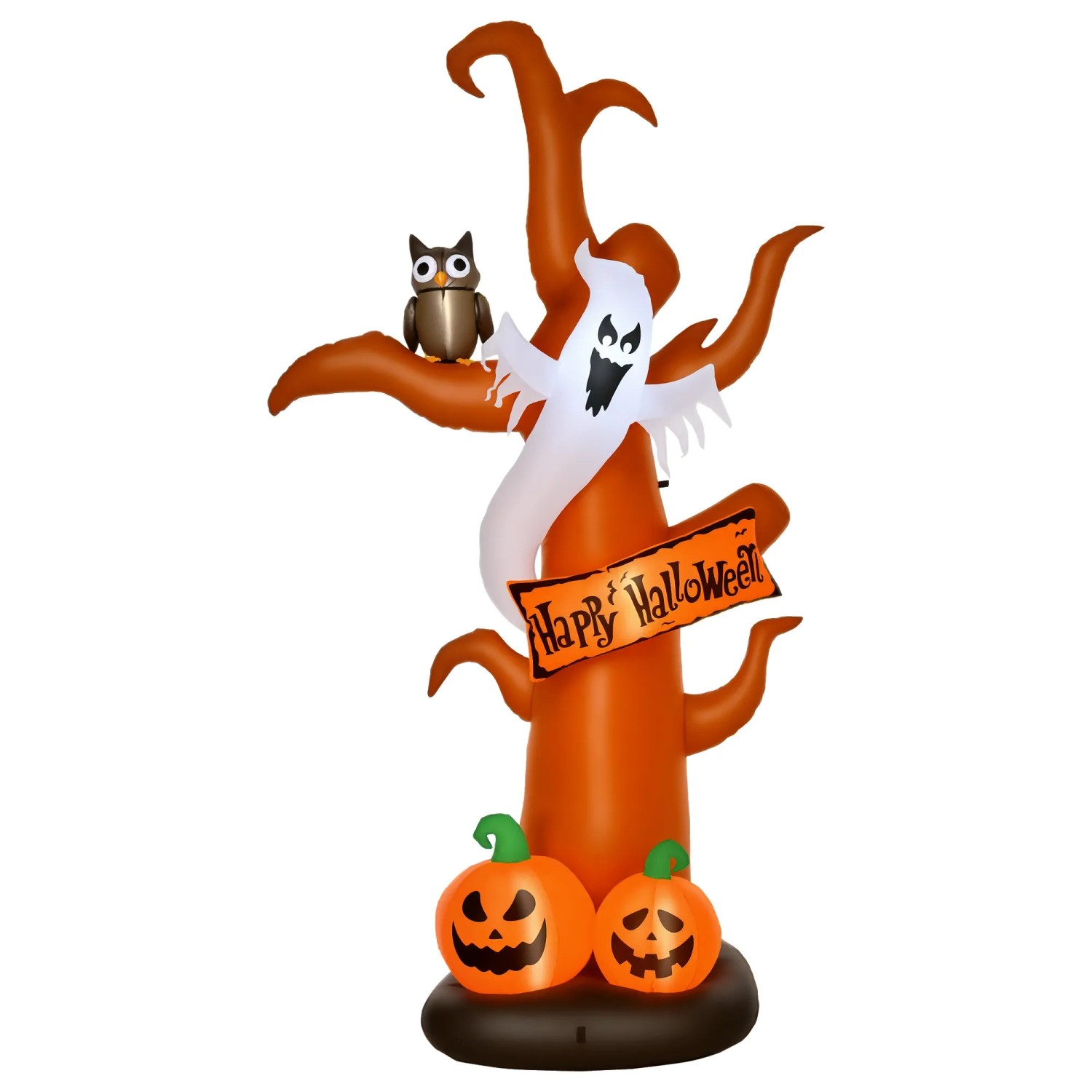 HOMCOM Aufblasbarer Halloween Baum Kürbis mit LED 156x107x274 cm