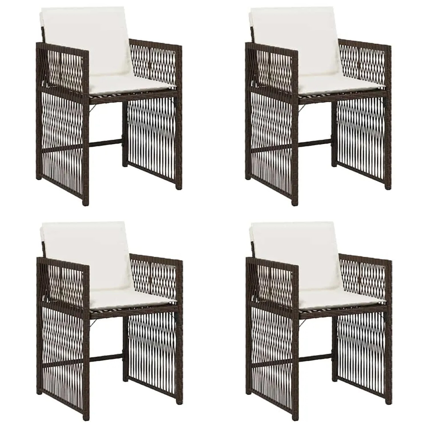 Furnicato Gartenstuhl Pe Rattan Braun 50 5 X 54 X 79 Cm Mit Kissen