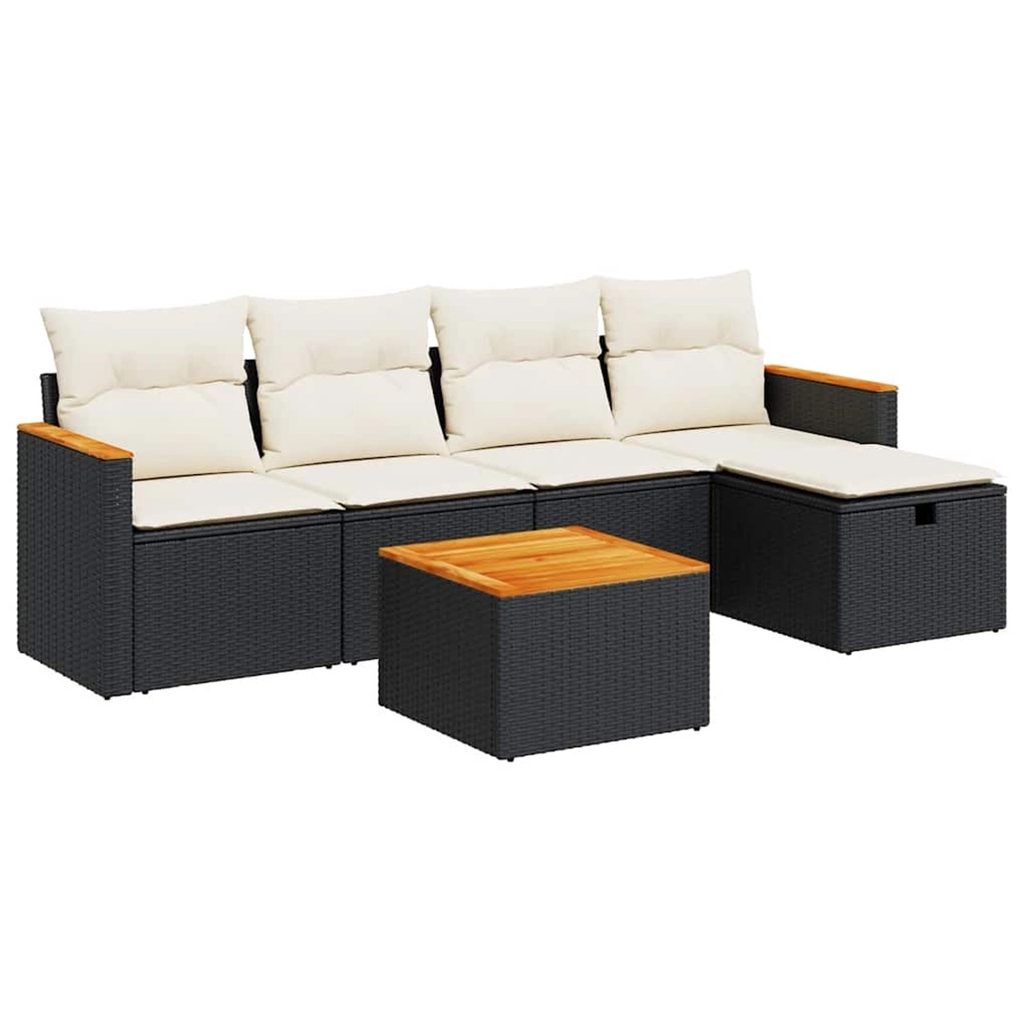 vidaXL 6-Tlg Garten-Sofagarnitur mit Kissen Schwarz Poly Rattan 3325906 günstig online kaufen