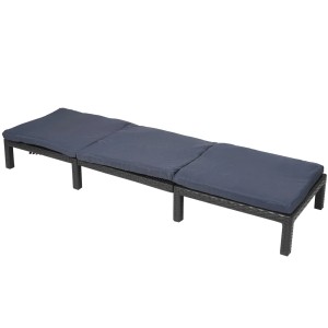 Anthrazitfarbene Poly-Rattan Sonnenliege mit grauem Kissen. Basic Ausführung.