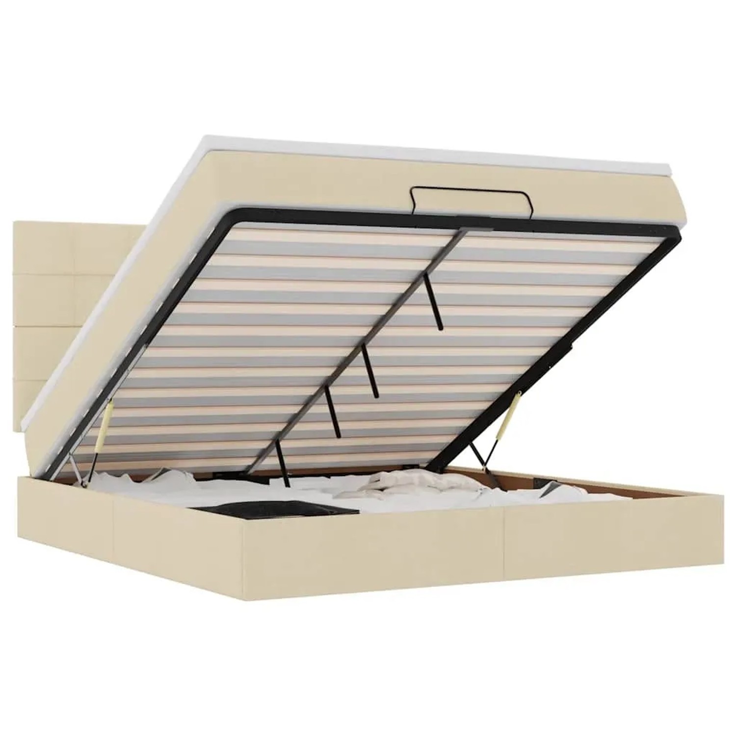 vidaXL Ottoman-Bett mit Matratze Creme 180x200 cm Stoff 3313180