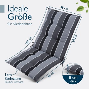 Gestreifte Gartenstuhlauflage Beautissu Sun-NL Anthrazit, 105x50x8cm für Niederlehner.